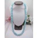 Sky Blue Jade Necklace - 10mm Large Beads - 25 Inches Long